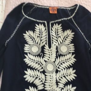 Tory Burch Blue boho long sleeve shirt